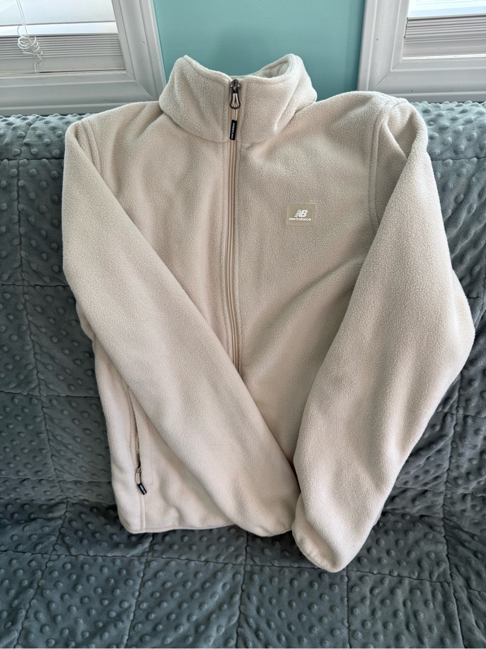 New Balance Off-White Sherpa Fleece Jacket with Logo Patch